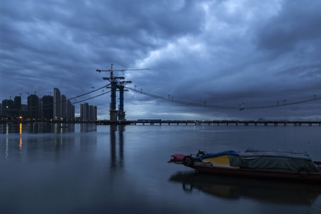风光-汉江-在建大桥-汉江-江水 图片素材