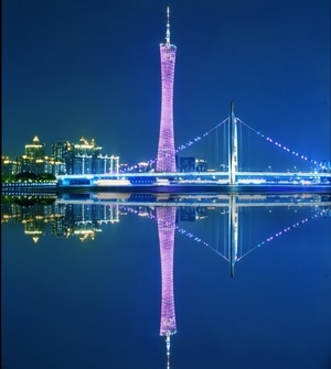 艺术风光-广州塔-猎德大桥-夜景-夜景 图片素材