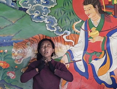 祈祷-信众-佛教-舍身饲虎-壁画 图片素材