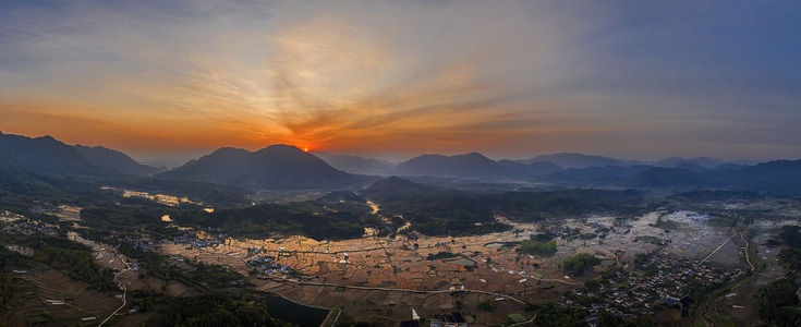 宣城市-旌德-梯田-日出-朝霞 图片素材