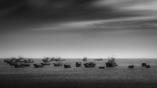 黑白-海岸-天空-海面-海 图片素材