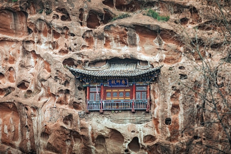 户外-岩石-建筑-岩壁-庙 图片素材