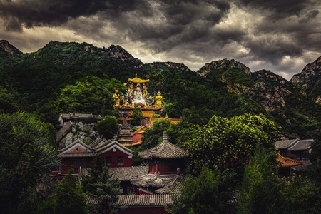 宗教-佛教-山-建筑-房屋 图片素材