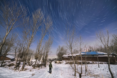 雪地-月夜-星空-雪-2020 图片素材