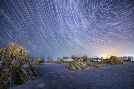 2020-雪-星空-月夜-雪地 图片素材