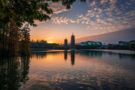 晚霞-桂林-水面-風光-夕陽 图片素材
