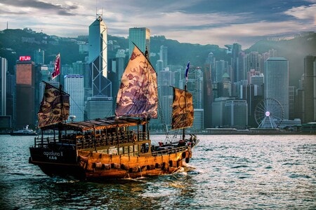 帆船-香港-建筑-高楼-大厦 图片素材