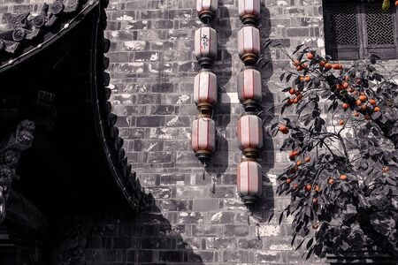 风光-你好2020-建筑-墙面-灯笼 图片素材