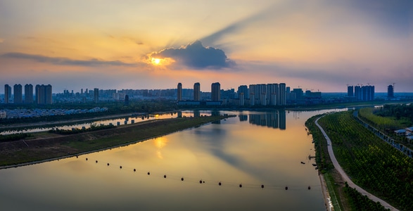 阜阳市-你好2020-江流-江面-风光 图片素材