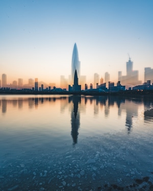 疫情防控中的新年-城市风光-日落-风光-风景 图片素材