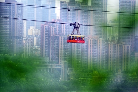 城市-旅游-生活-缆车-揽绳 图片素材