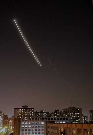 星空-金星-月亮-星轨-月轨 图片素材