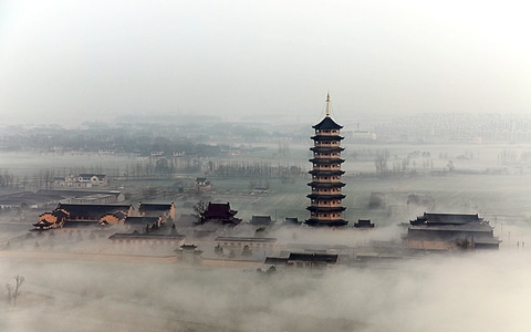 艺术风光-扬州-晨雾-风景-古建筑 图片素材