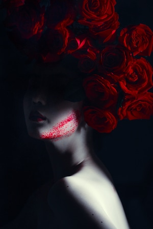 花-美女-黑暗-哥特-玫瑰 图片素材