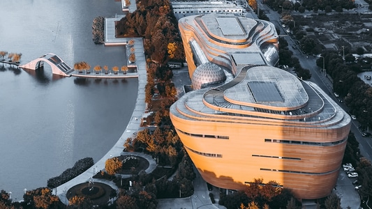 滨江-杭州-建筑-航拍-钱塘江 图片素材