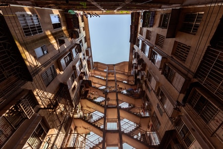 城市建筑-居民楼-广西南宁-老旧-建筑外部 图片素材