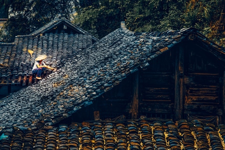 人文纪实-劳动者-环境-夏天-瓦房 图片素材