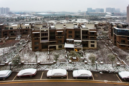 街拍-色彩-风光摄影-雪-居民区 图片素材