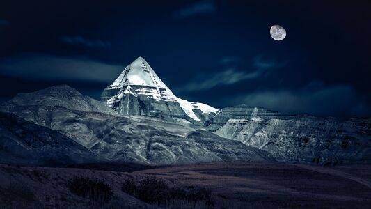 旅行-西藏-雪山-月光-月夜 图片素材