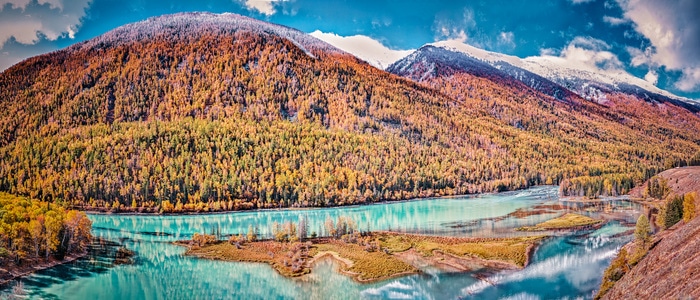 晨-旅行-北疆-喀纳斯-风景 图片素材