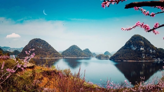 旅行-色彩-彩色-湖-百花湖 图片素材