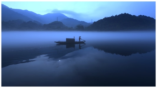 风光-风景-黎明-破晓-雾江 图片素材