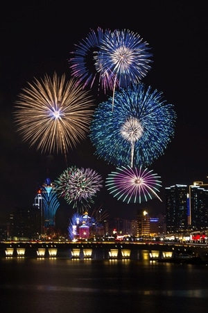澳门-烟花-烟花-夜景-城市 图片素材