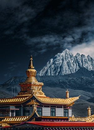藏地-雪山-寺庙-塔公-寺庙 图片素材