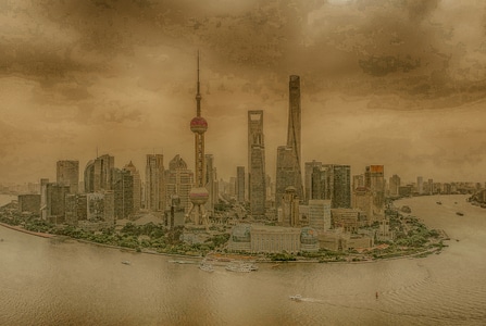 无人机-城市-光影-上海-美食 图片素材