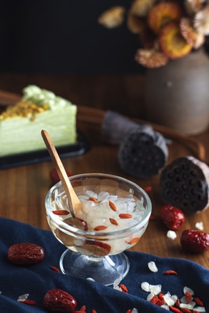 美食-甜品-皂角米-静物-布光 图片素材