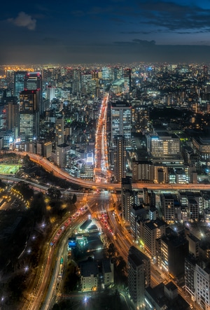 夜景-东京-车轨-慢门-道路 图片素材