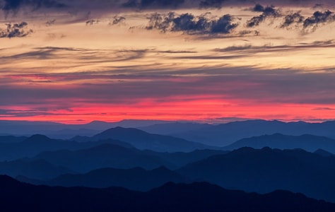 风景-夕阳-晚霞-山峦-山峰 图片素材