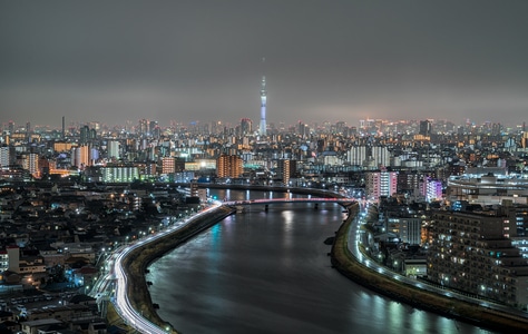 夜景-东京-日本-河-塔 图片素材
