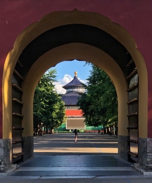 北京市-著名景点-晴朗天空-天坛公园-古建筑 图片素材