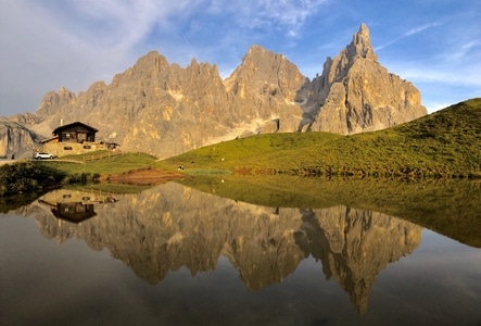 多洛米蒂-风景-日落-镜湖-风景 图片素材
