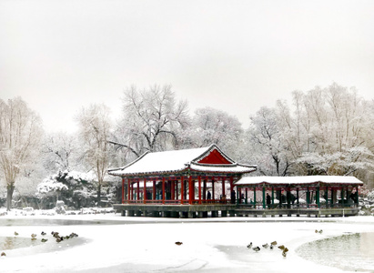 雪世界-北京市-大观园-大观园-古建筑 图片素材