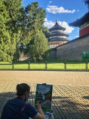 北京市-天坛公园-画作-天坛公园-古建筑 图片素材