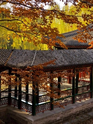 秋色-建筑-走廊-走道-廊道 图片素材