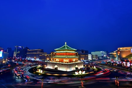 旅行-夜景拍摄-西安钟楼-城市-城市风光 图片素材