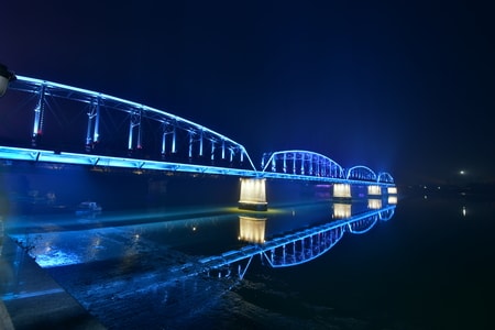 城市-夜景拍摄-丹东-鸭绿江断桥-灯光 图片素材
