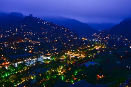 夜景拍摄-贵州-旅行-风景-房屋 图片素材