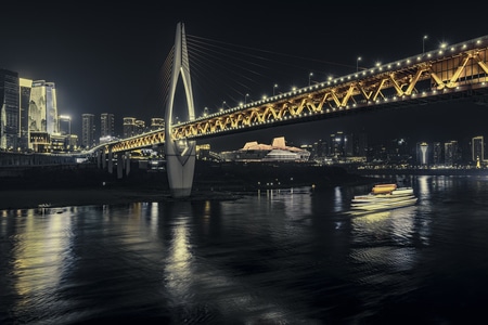 在路上-城市-夜景-街景-大桥 图片素材