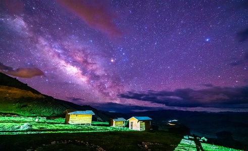川西-星空-新都桥-银河-草原 图片素材