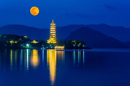城市天际线-城市-自然-风光-湖泊 图片素材