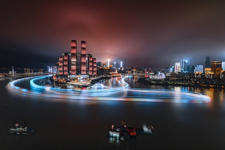 城市天际线-朝天门-两江汇-长江-光影 图片素材