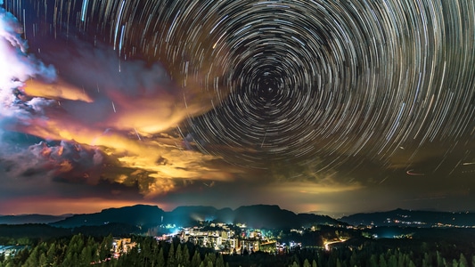 风景-夜景-堆栈-星轨-风景 图片素材