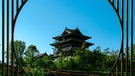 世园会-北京-古建筑-构图-阁楼 图片素材