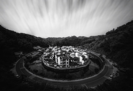 村落-黑白-徽州-徽派-建筑 图片素材