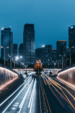 城市-车流-车轨-夜景-慢门 图片素材