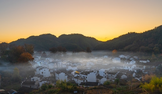 晨雾-拂晓-日出-索尼-石城 图片素材